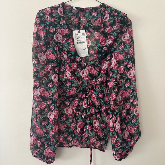 Zara floral printed blouse - Picture 2 of 3